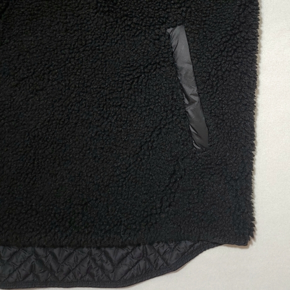 ATHLETA Women's XS Cozy Sherpa Snap Sweatshirt Black Teddy Zip Pockets Mock Neck - Picture 5 of 10